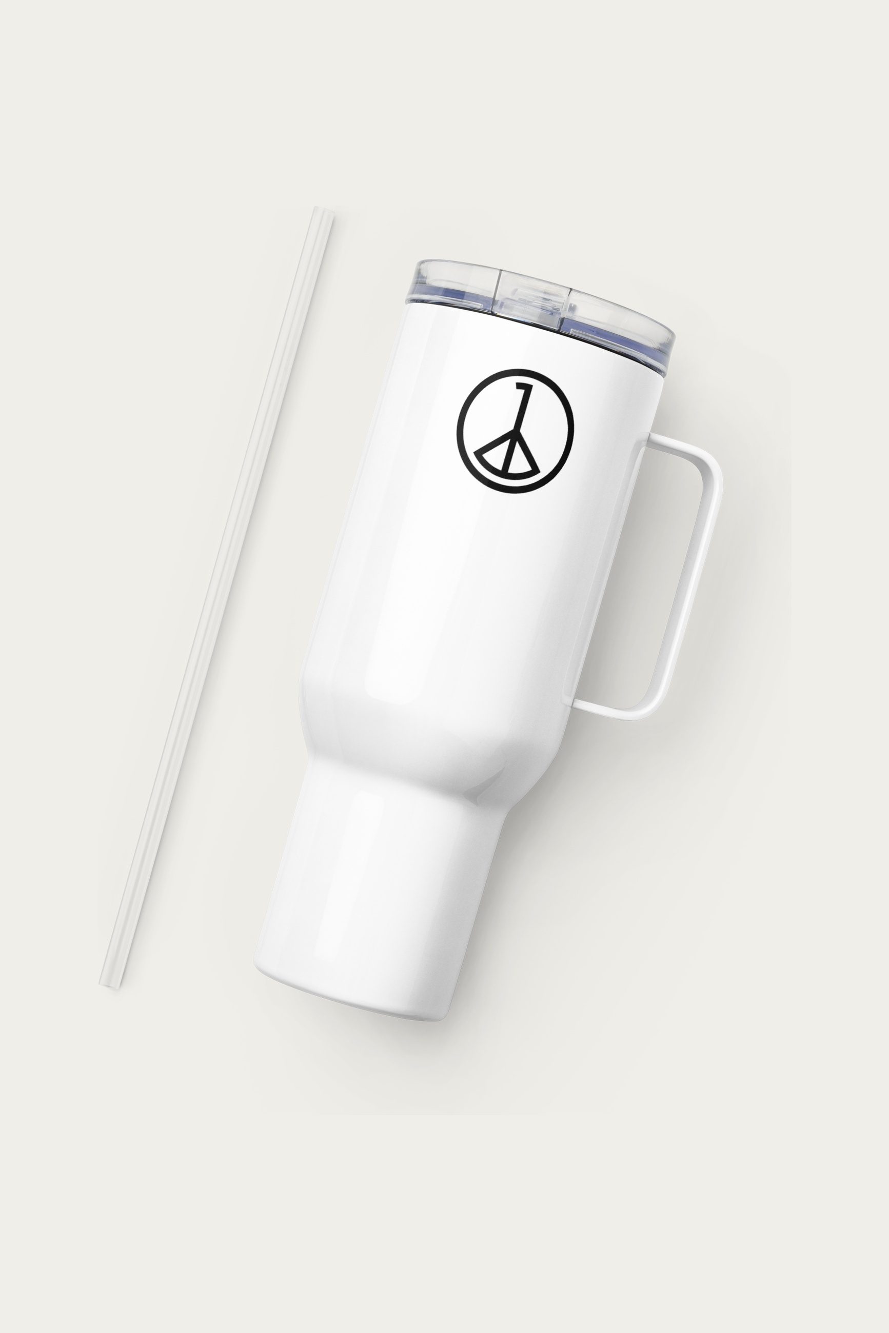 Travel Mug, 40 oz by Andre Blunt, from the left, on a Cloud White ground