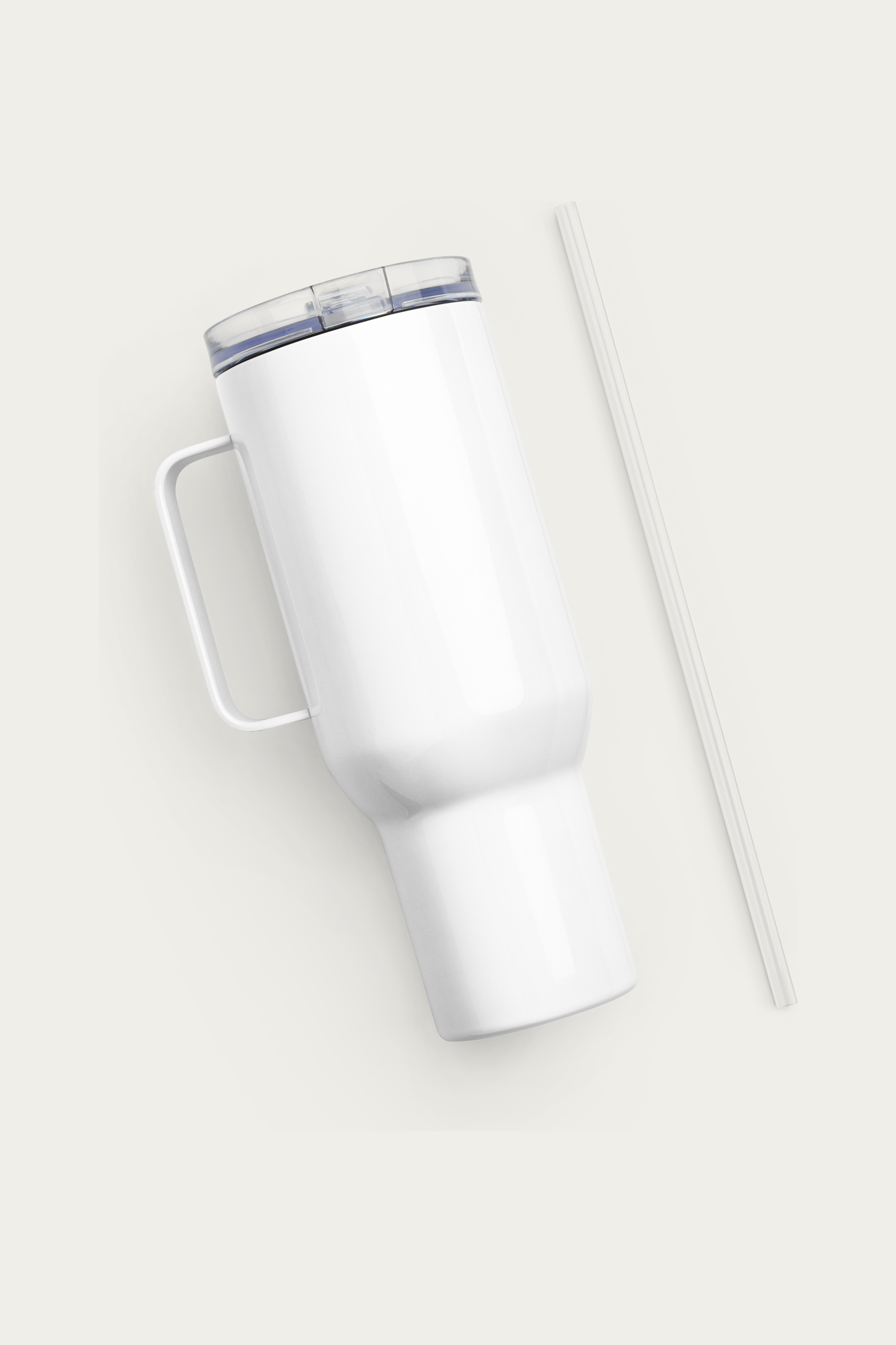 Travel Mug, 40 oz by Andre Blunt, from the right, on a Cloud White ground