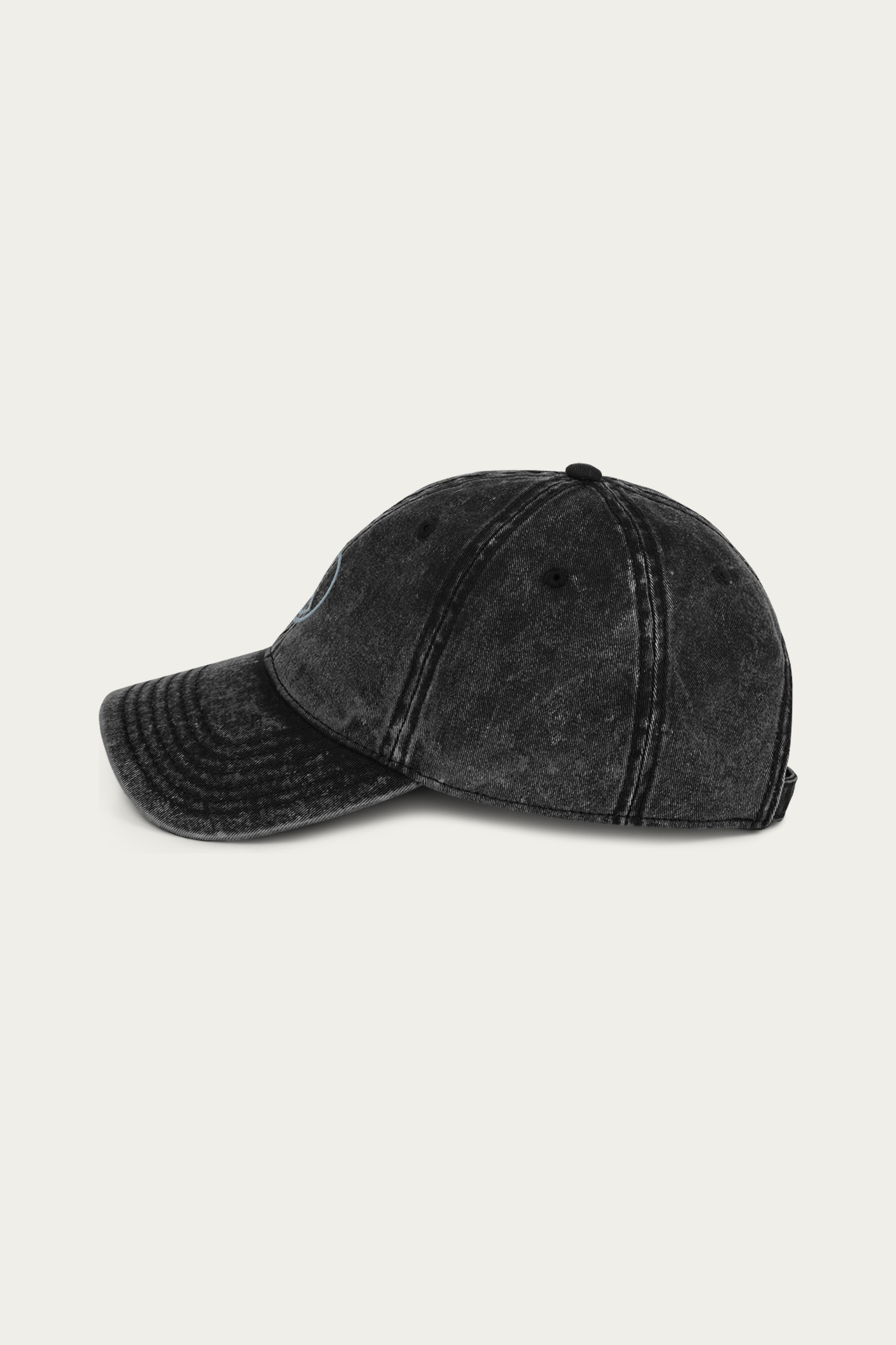 Vintage Cap, Black by Andre Blunt, from the left, on a Cloud White ground