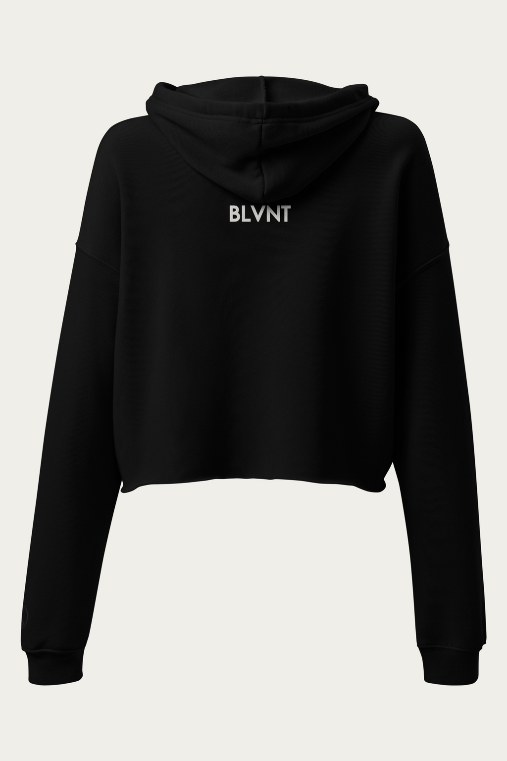 Women's Crop Hoodie, Black, back