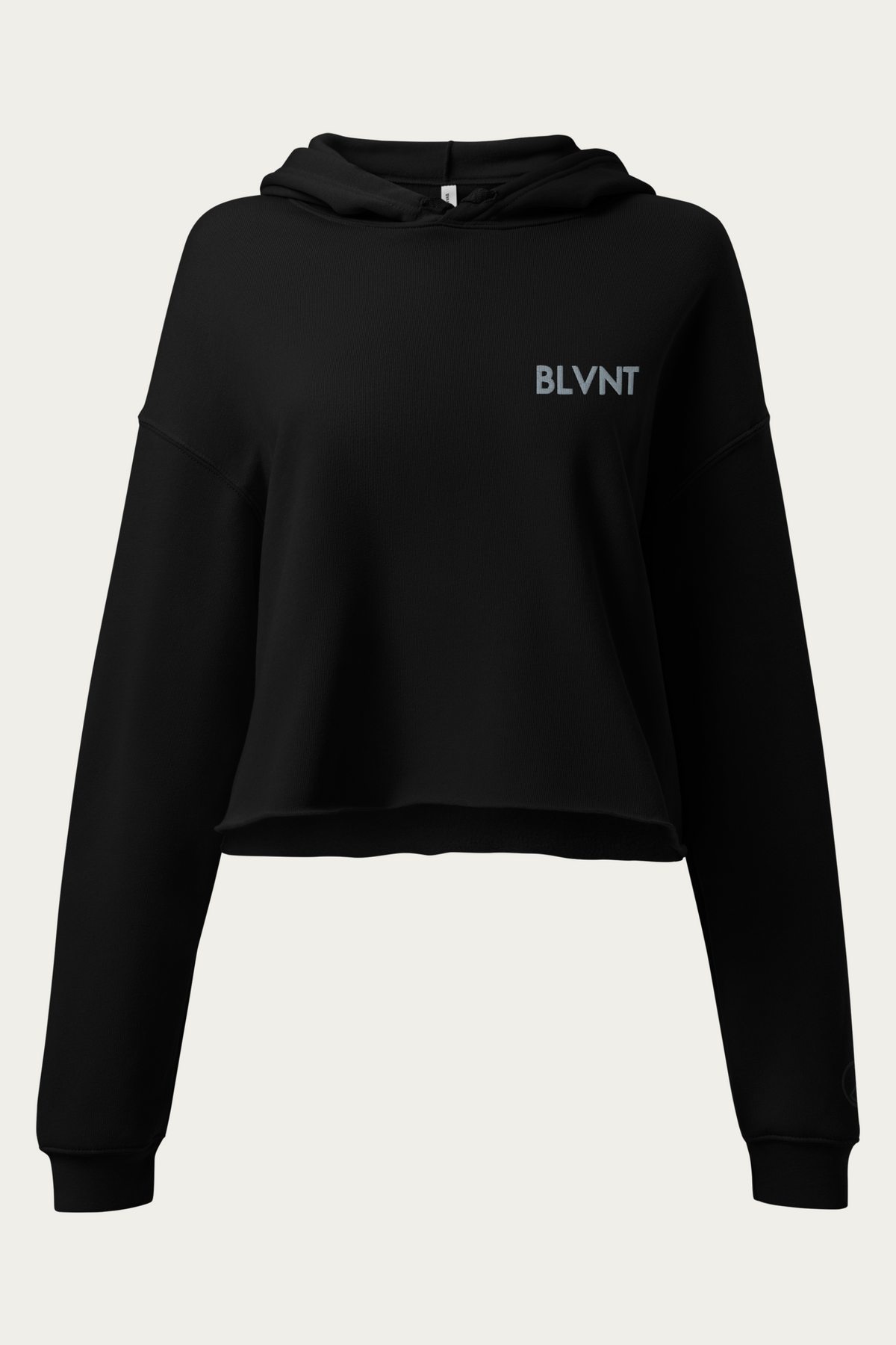 Women's Crop Hoodie, Black, front
