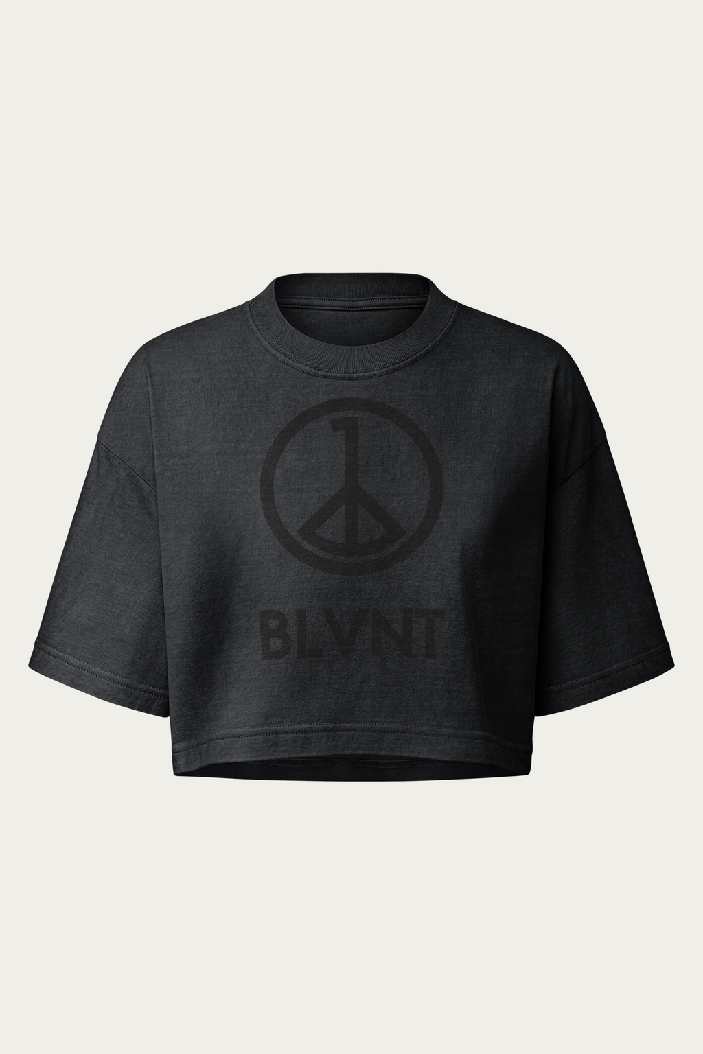 Women's Garment-Dyed Cropped Tee, Washed Black, front