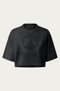 Women's Garment-Dyed Cropped Tee, Washed Black, front