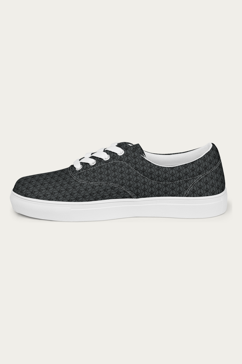 Women’s Lace-Up Canvas Shoes, White, side