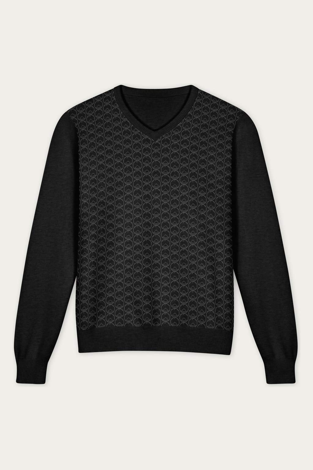 WOP Knitted V-Neck Sweater, Black, front