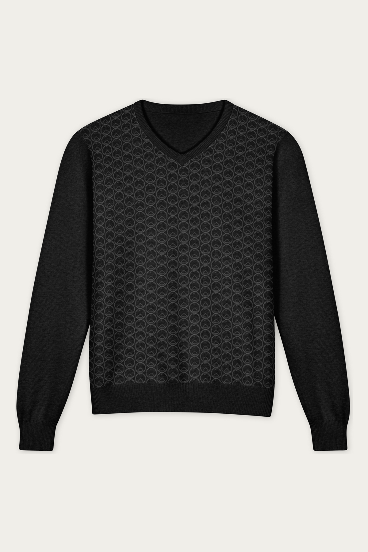 WOP Knitted V-Neck Sweater, Black, front