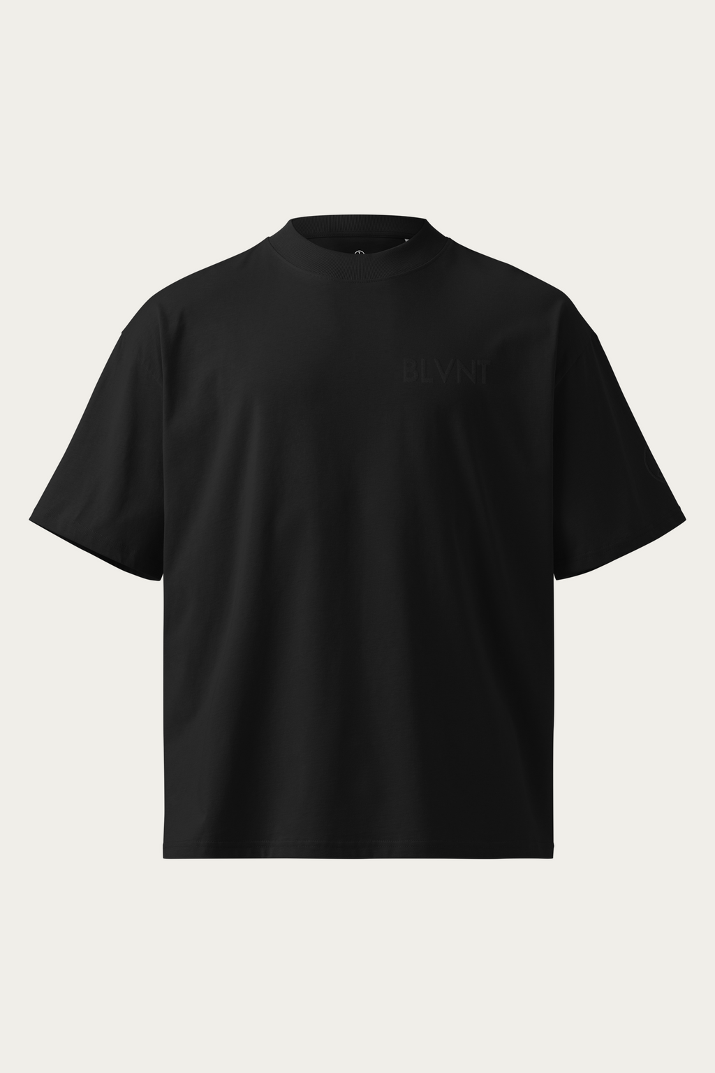 Wordmark High Neck Tee, Black, front