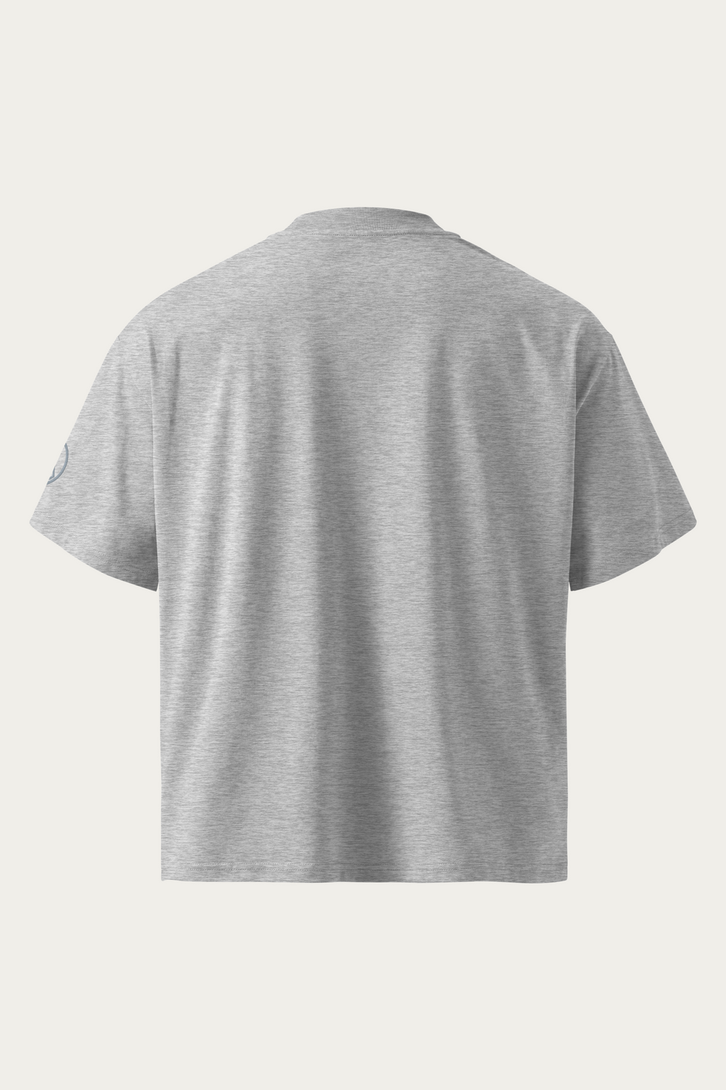 Wordmark High Neck Tee, Heather Grey, back