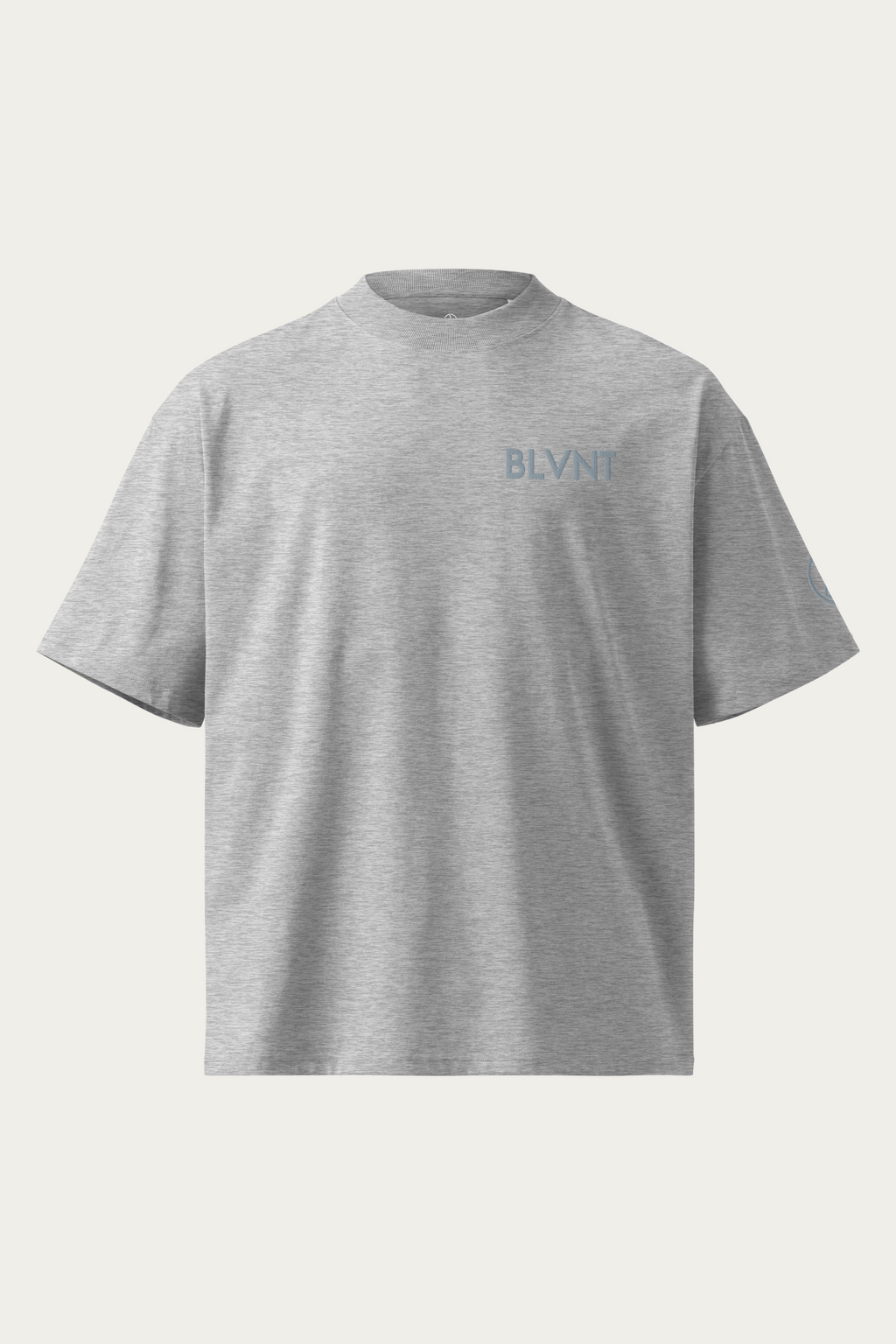 Wordmark High Neck Tee, Heather Grey, front