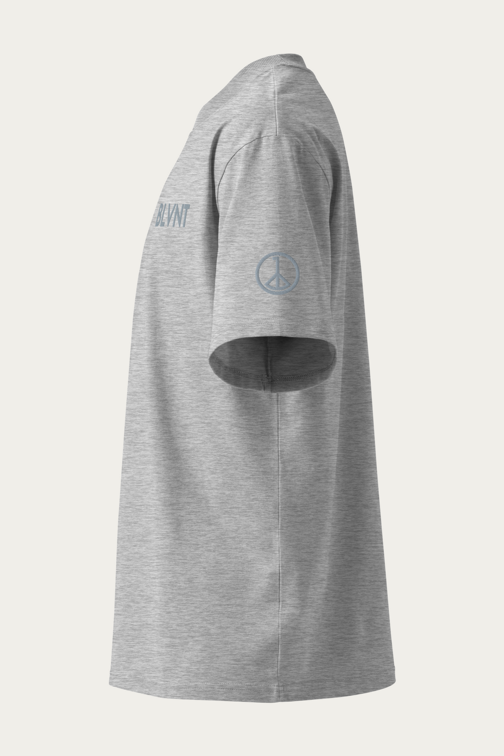Wordmark High Neck Tee, Heather Grey, left