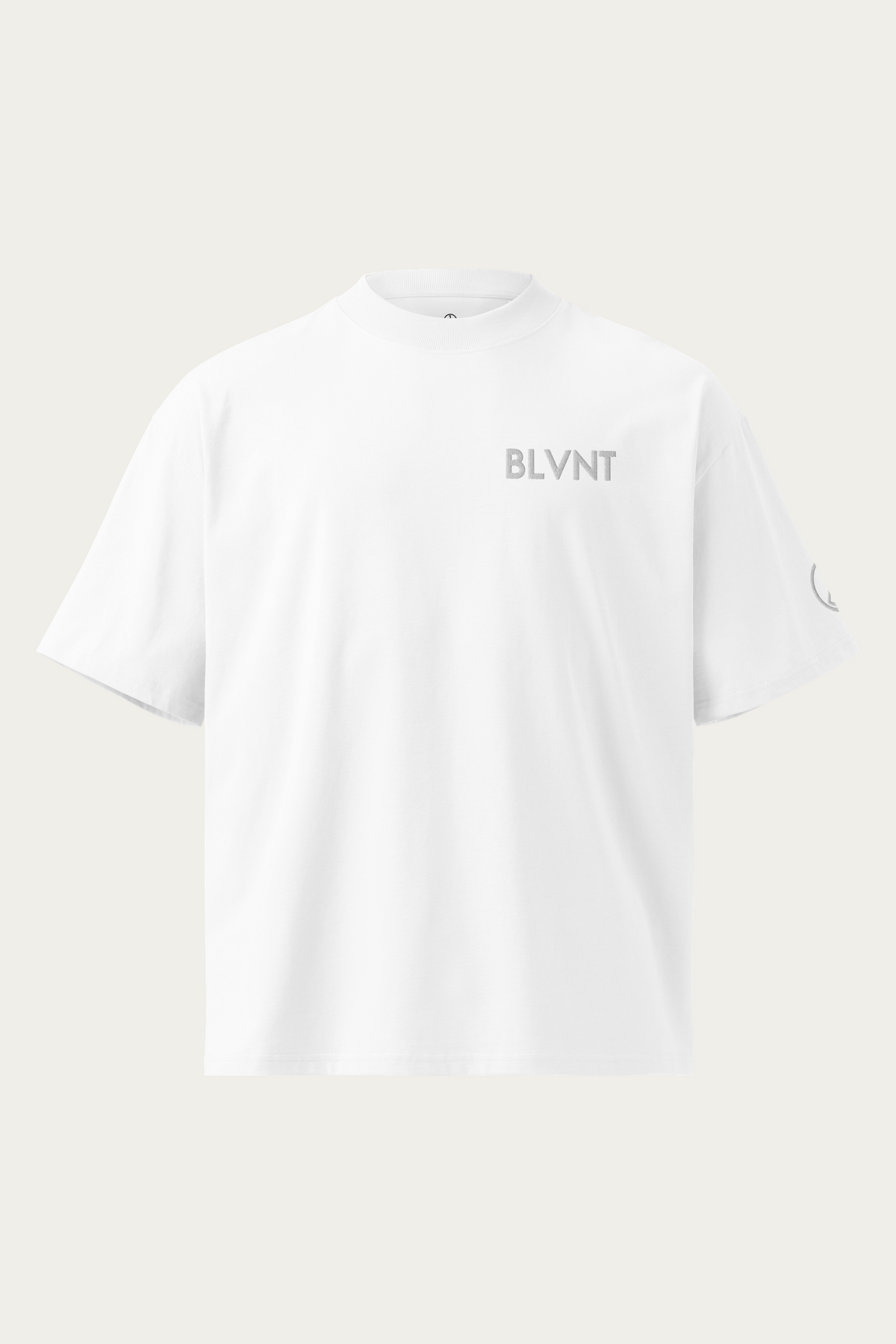 Wordmark High Neck Tee, White, front