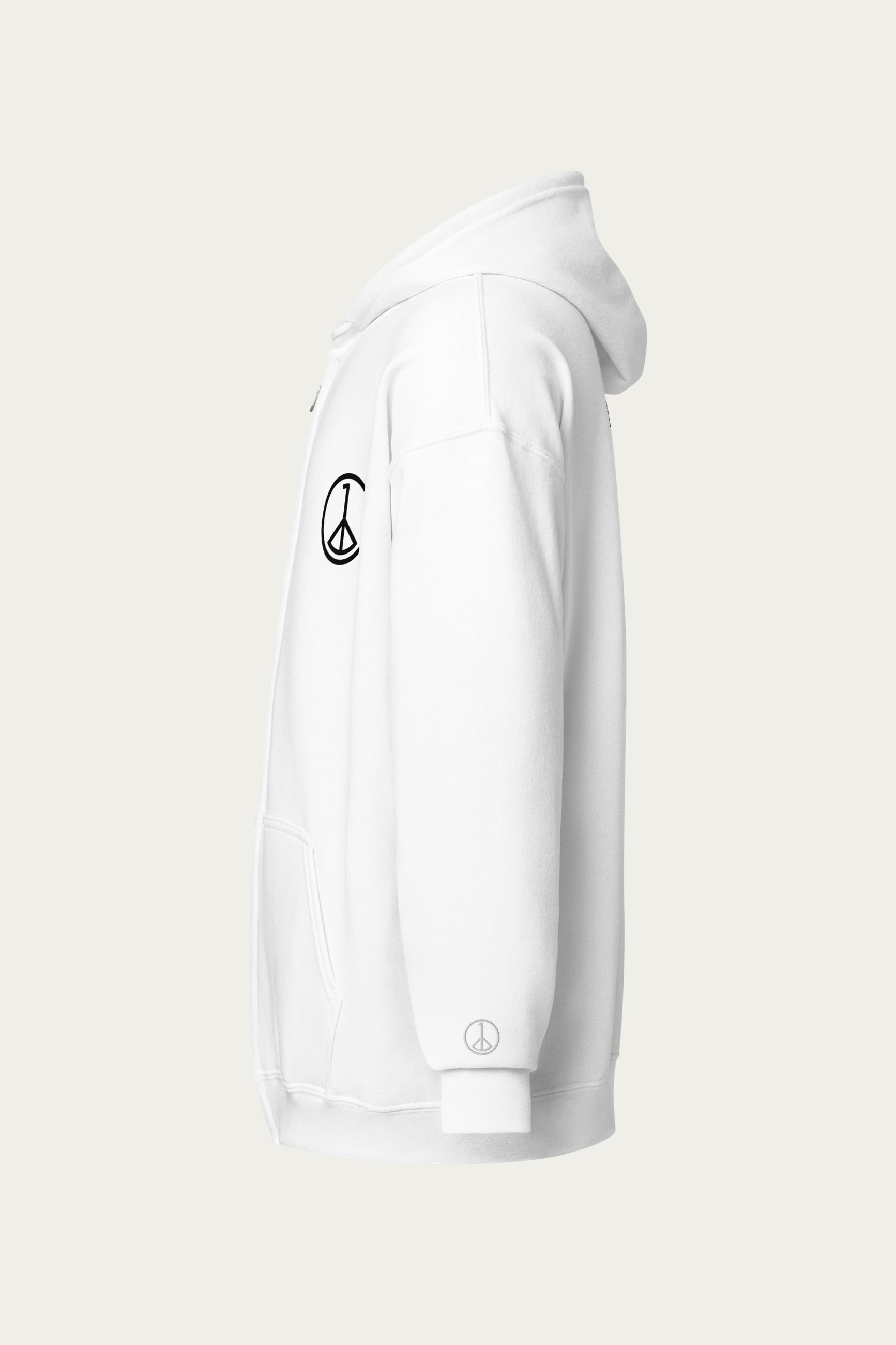 Andre Blunt zip-up hoodie in off-white, side