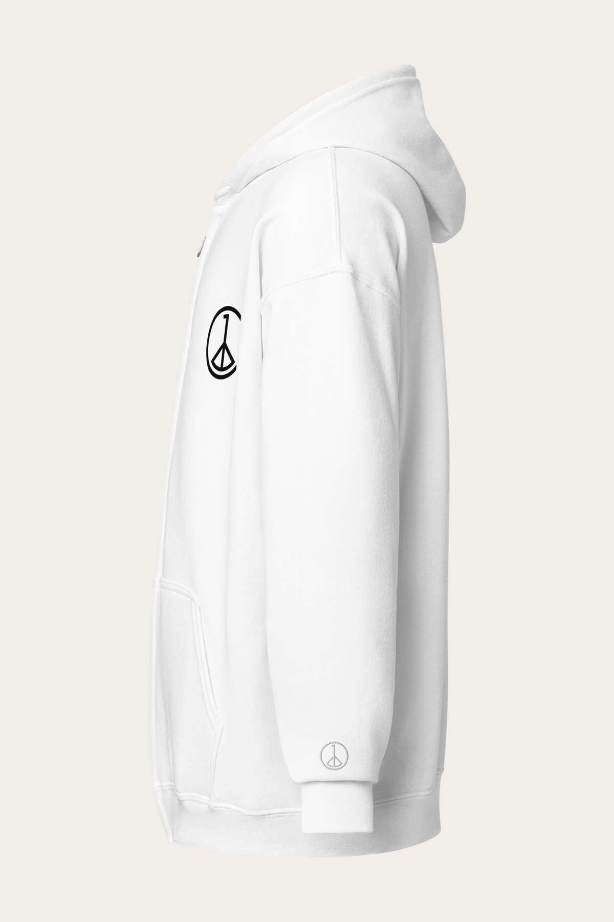 Zip-Up Hoodie, Off-White by Andre Blunt, from the left, on a Cloud White ground