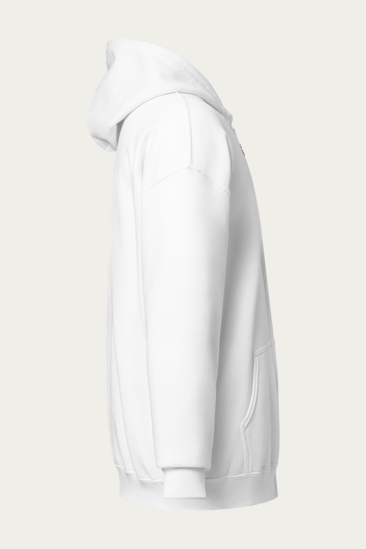 Zip-Up Hoodie, Off-White by Andre Blunt, from the right, on a Cloud White ground