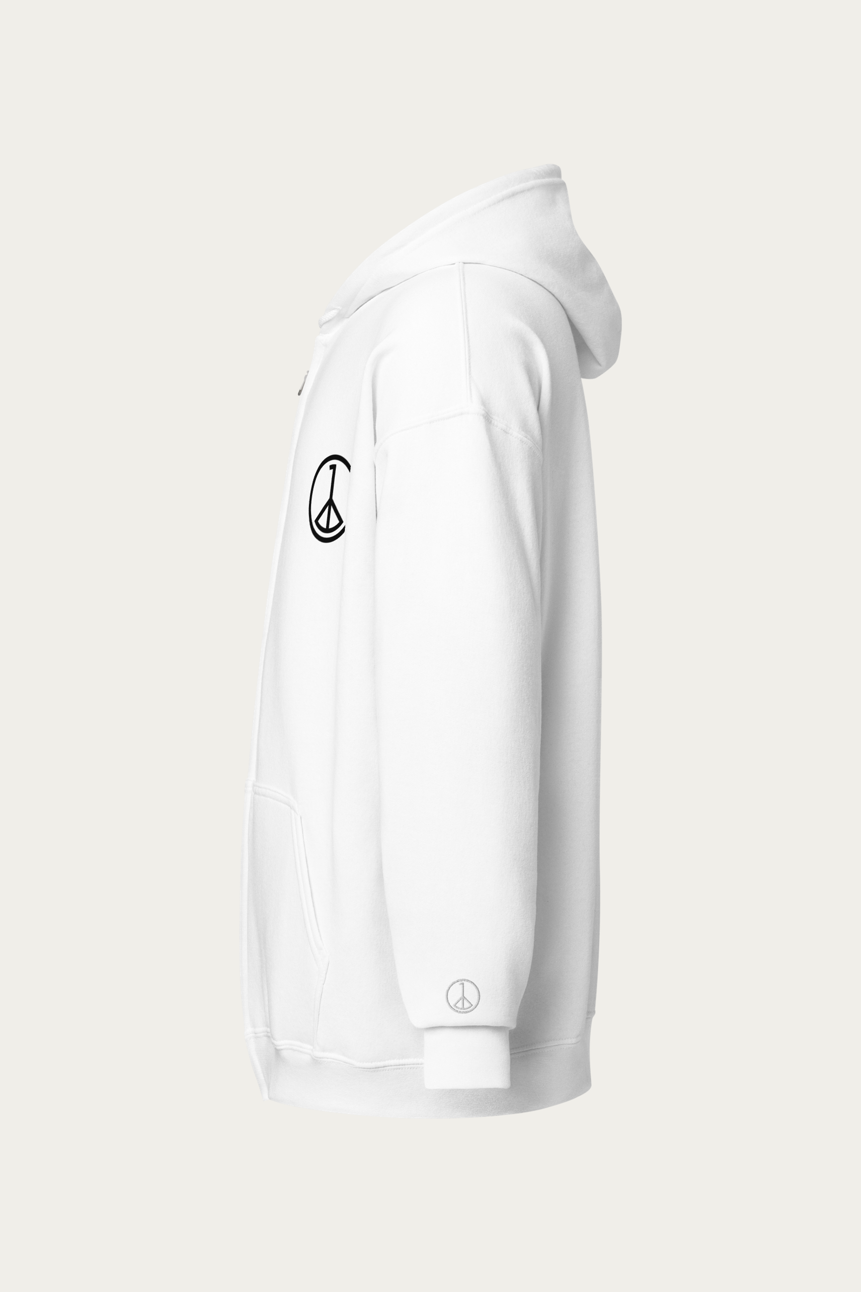 Zip-Up Hoodie, Off-White by Andre Blunt, from the left, on a Cloud White ground