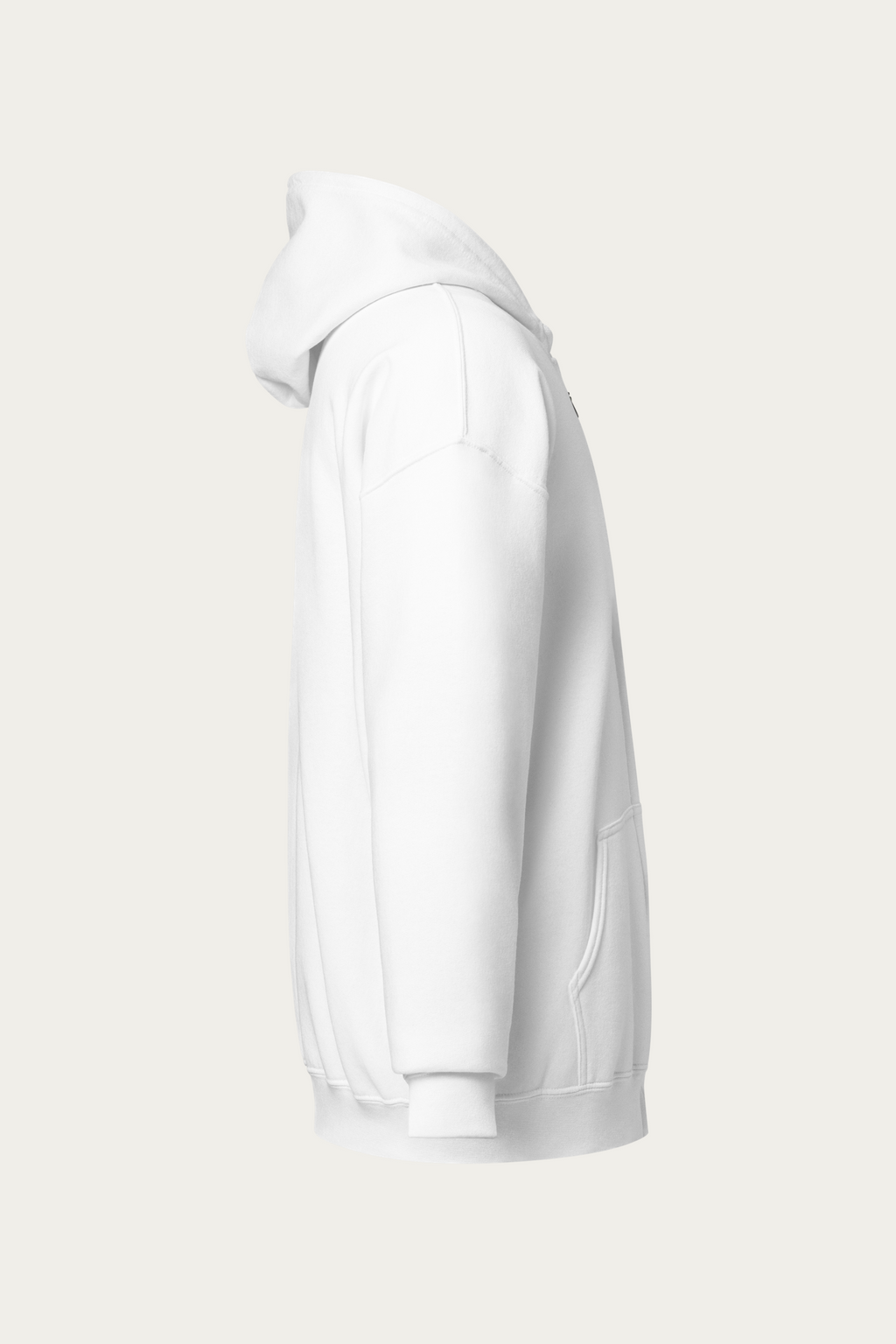 Zip-Up Hoodie, Off-White by Andre Blunt, from the right, on a Cloud White ground