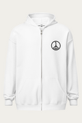 Zip-Up Hoodie, Off-White by Andre Blunt, shown on a Cloud White ground